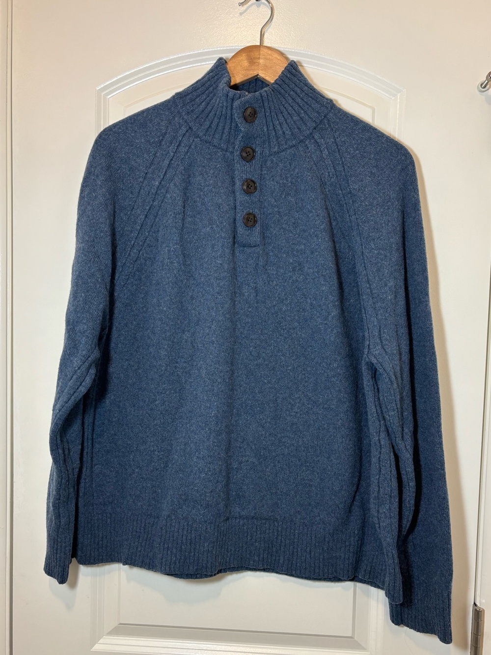 Banana Republic Men's Blue Mock Button Neck Pullover Sweater Wool Blend #575